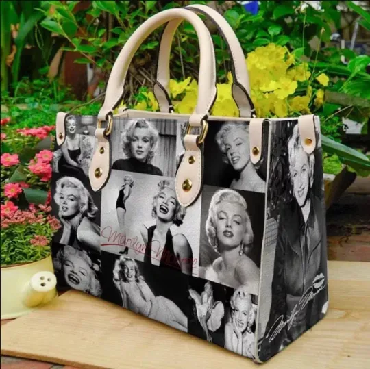 Personalized Marilyn Monroe Leather Handbag, Music Leather Handbag, gift Woman