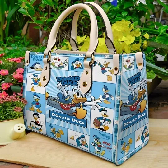 Personalized Donald Duck Leather Handbag, Disney Leather Handbag, gift Woman