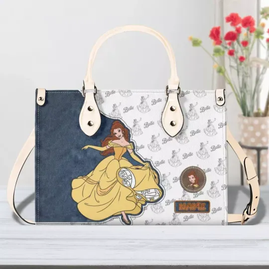 Personalized Leather Handbag Beauty and the Beast, Disney Leather Handbag, Belle
