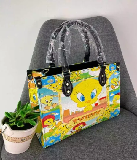 Tweety Bird Leather Handbag, Disney Leather Handbag, gift Woman