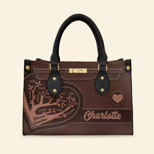 Personalized Grandma Purse Grandma Leather Handbag, Mother's Day Gifts For Mom