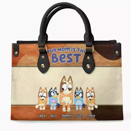 BlueyDad Leather handbag, BlueyDad Gift For Mom Leather Handbag, BlueyDad Leather Handbag