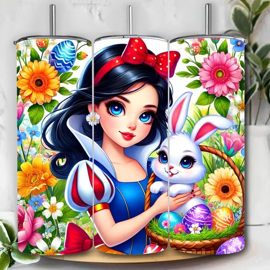 Princess Cartoon Easter Day 40 Oz Tumbler  , Easter Day Glitter Tumbler  , Snow White  , Tumbler  Sublimation Designs