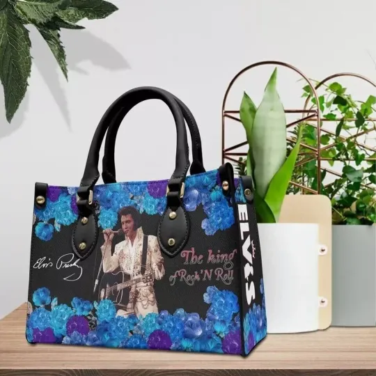Elvis Presley Handbag, Blue Floral Purse, Perfect Mother's Day Gift