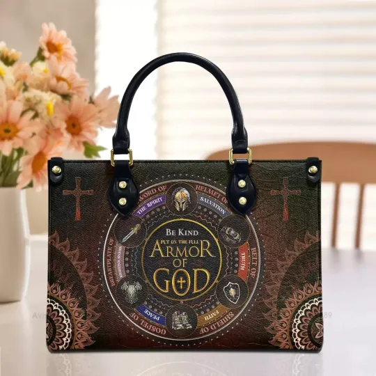 Personalized Armor Of God Leather Handbag, Christians Leather Bag Gift