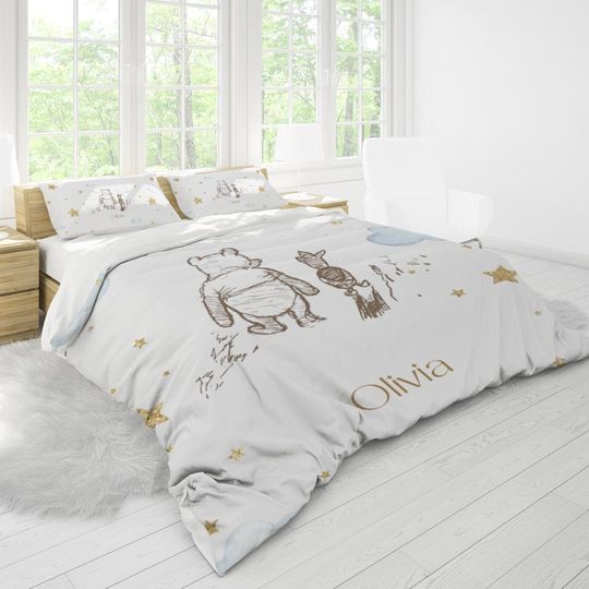 Winnie the Pooh Personalized Duvet Cover Set - Custom Bedding, Housewarming Gift, Custom Pooh bedding, Kids Bedding, Birthday Present