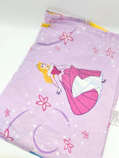 Vintage Disney Princess Twin Flat Sheet - twin bedding, pink, purple - Snow White, Cinde, Aurora