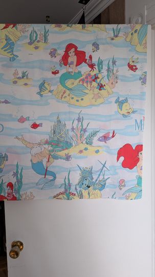 vtg the little mermaid twin bed flat sheet and fitted sheet disney 1990s