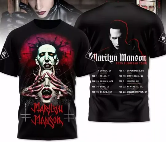 Marilyn Manson 2025 European Tour T-Shirt 3D