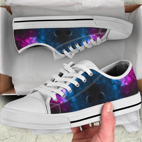 Galaxy Stars Low Top shoes Tie Sneakers, Birthday Gifts for Her Running Casual Shoes