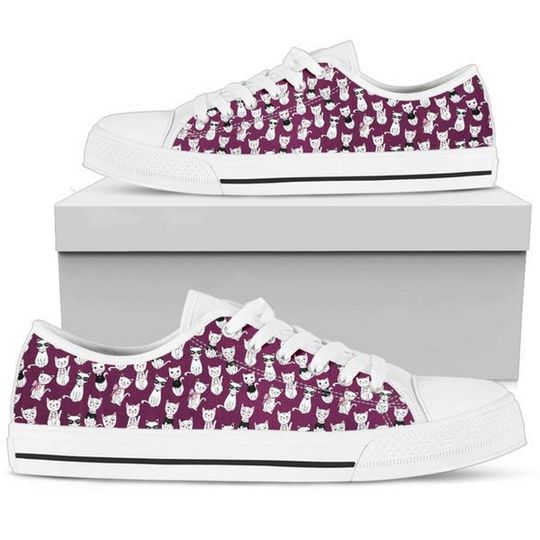 Cat Pattern, Womens Sneakers, Customized Low top, Sneaker Shoes, Sporty, Summer Shoes, Fashion Sneakers, Casual Shoes, Art Sneakers, Shoes