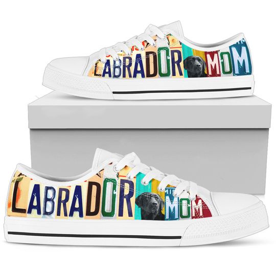 Women's Low Top Canvas Shoes For Black Labrador Mom, Girlfriend Gifts for Her Casual Tie Sneakers