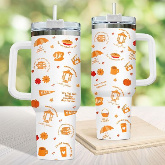 Gilmore Tv Series 40oz Tumbler, Girls Coffee Cup, Tv Show Fans Stainless Tumbler, Lukes Diner Steel Tumbler, Stars Hollow Tumbler Cup