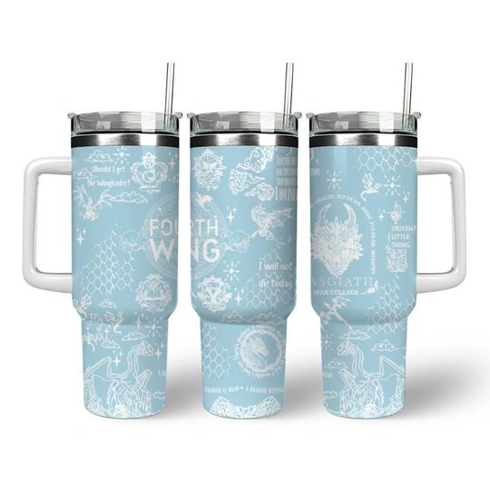 Bookish Dragon Rider 40oz Tumbler, Dragon Coffee Tumbler, Fantasy Book Stainless Tumbler, Book Club Tumbler Cup, Fourth Wing Tumbler