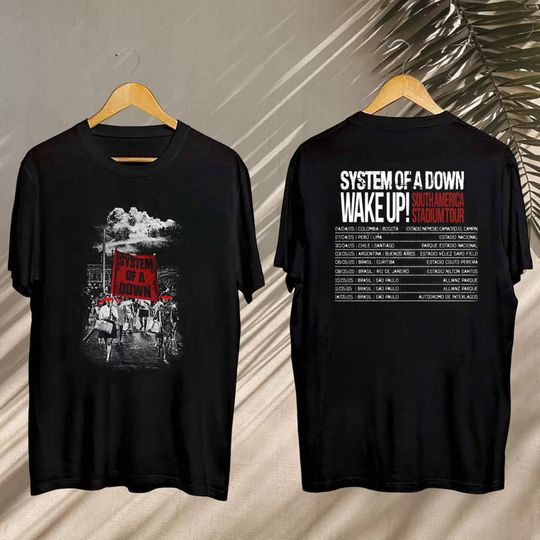 SYSTEM OF DOWN Concert Tshirt, SYSTEM OF DOWN Fan Shirt, SYSTEM OF DOWN South America Stadium Tour Shirt, SYSTEM OF DOWN Fan Gift