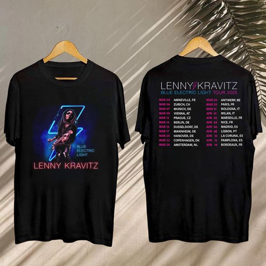 Lenny Kravitz Blue Electric Light Tour 2025 Tee, Lenny Kravitz Tshirt, Lenny Kravitz Blue Electric Light Tour Shirt, Lenny Kravitz Tour Gift