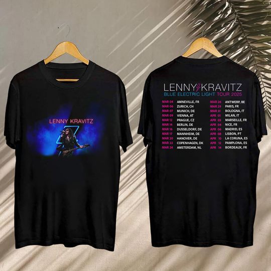 2025 Lenny Kravitz Tshirt, Lenny Kravitz Blue Electric Light Tour Tee, Lenny Kravitz Blue Electric Light Tour Shirt, Lenny Kravitz Fan Gift