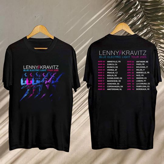 Lenny Kravitz Tshirt, Lenny Kravitz Blue Electric Light Tour Tee, 2025 Lenny Kravitz Blue Electric Light Tour Shirt, Lenny Kravitz Fan Gift