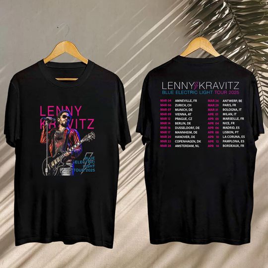 Lenny Kravitz Fan Gift, Lenny Kravitz Blue Electric Light Tour Tee, 2025 Lenny Kravitz Blue Electric Light Tour Shirt, Lenny Kravitz Concert
