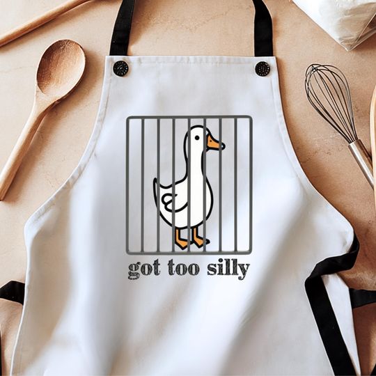 Funny apron, weirdcore, got too silly, aprons for women, apron for men, cute apron, baking gift, silly goose, inappropriate, kitchen gift
