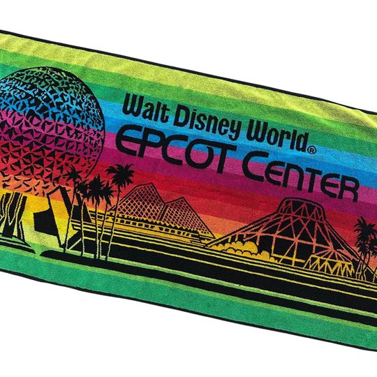 Discover Vintage Beach Towel Walt Disney World Epcot Center Retro Rainbow Cotton Brazil