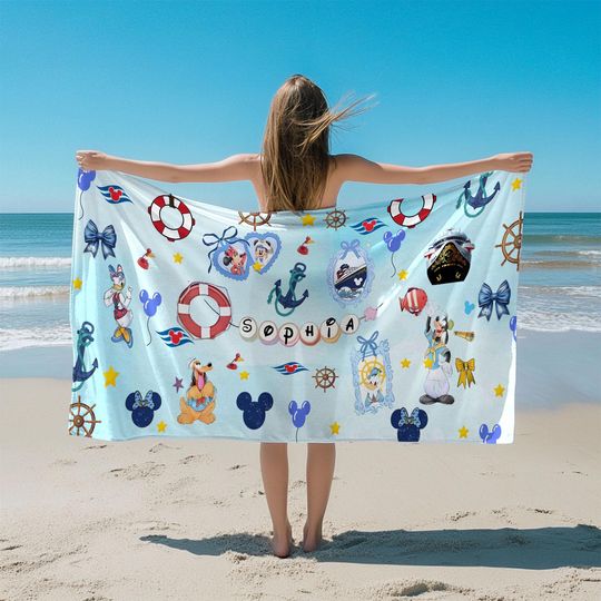 Discover Custom Coquette Bow Disney Cruise Line Beach Towel, Disney Beach Bath Pool Towel, Disney Cruise Vacation Towel,  Disney Cruise Family Trip