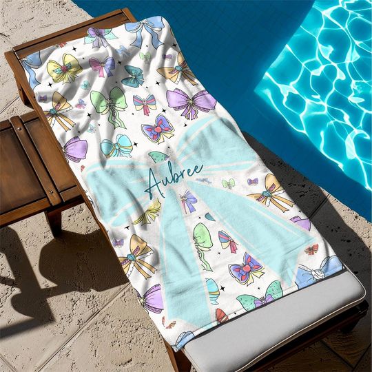 Discover Personalized Disney Princess Coquette Bow Towel, Disney Girl Trip Pool Bath Towel, Disney Bachelorette Towel, Bachelorette Party Pool Towel