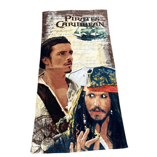 Discover Disney Pirates Of The Caribbean Beach Towel Johnny Depp Orlando Bloom NWOT