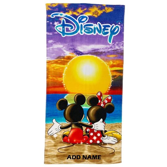 Discover Personalized Disney Pool / Beach Towel - Mickey & Minnie Sunset