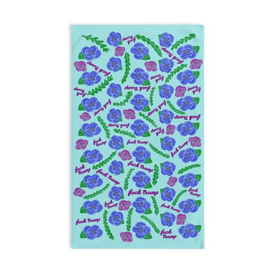 Subtle Purple Poppies on Aqua Hand Towel Trump Gift