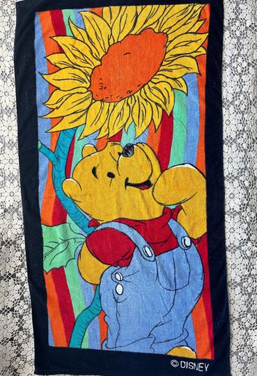 Vintage Disney Winnie the Pooh Beach Towel - Winnie The Pooh with Sunflower Kids Beach or Pool Towel