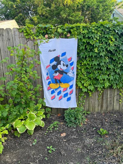Vintage 80's Mickey Mouse Florida Disney 100% Cotton Beach Towel