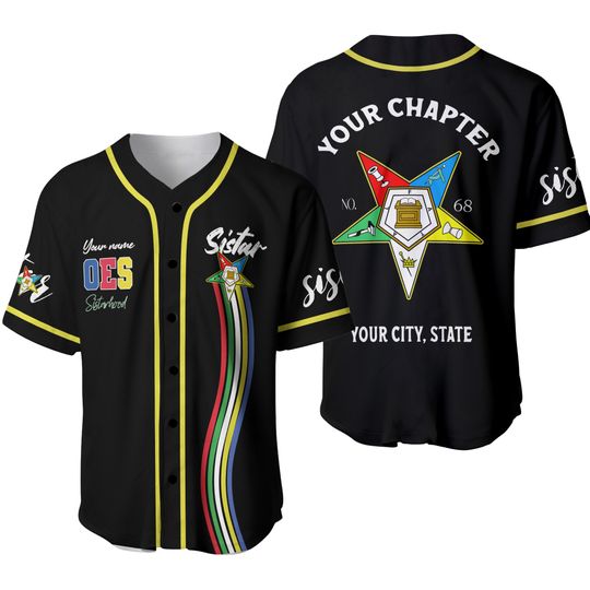 Custom Name OES Order of the Eastern Star Sistar 3D Baseball Jersey
