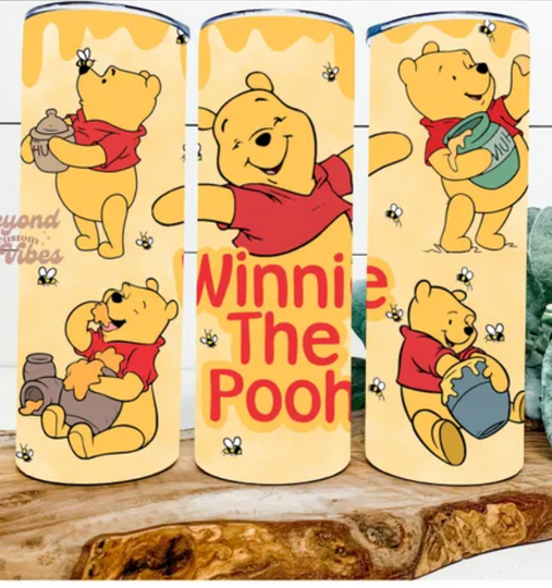 Winnie the Pooh Tumbler Wrap  , Pooh Bear Tumbler, Pooh Tumbler, Skinny Straight Tumbler, Mickey and Friends Inspired 20 Oz,