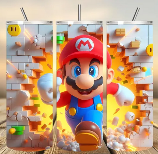 3D Super Mario Cracked Hole Shine Tumbler Wrap, Friends Tumbler Wrap Sublimation Design  , 20oz Skinny Straight & Tapered Tumbler Wrap