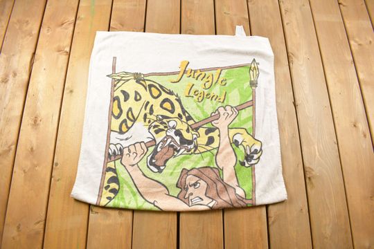 Vintage 1990s Tarzan Disney Movie Theme Beach Towel / All Over Print / Beachwear /Vintage Towel / Vintage Tarzan / Vintage Disney Accessorie