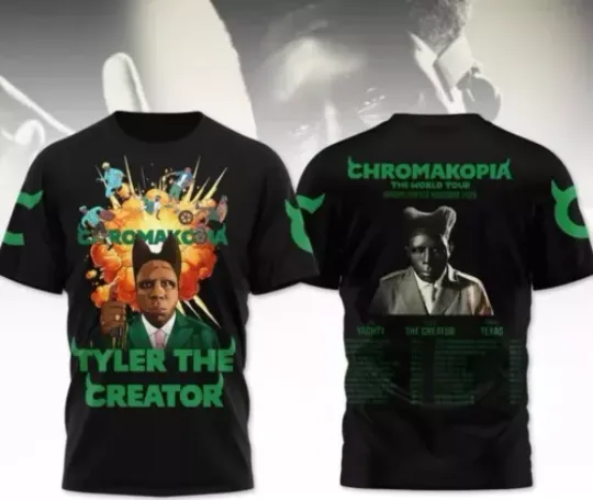 Tyler The Creator 2025 Upcoming The World Tour Chromakopia T-Shirt 3D