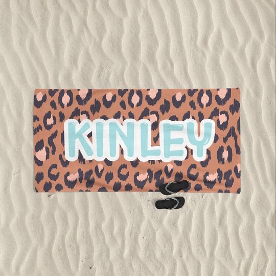 Personalized Monogram Beach Towel Leopard Print Towel Personalized Personalized Leopard Print Towel, Cheetah Print