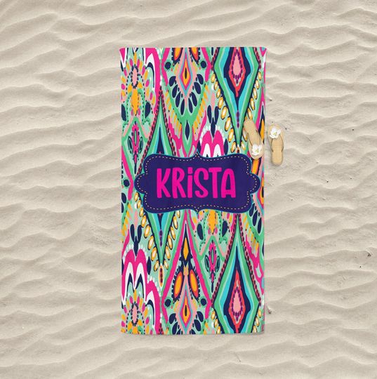 Personalized Monogram Beach Towel, Lilly Beach Towel, Personalized LP Towel, Preppy Name Towel, Inspired Pulitzer Towel