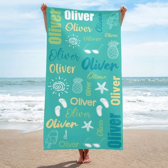 Personalized Beach Towels, Custom Name Beach Towel ,Birthday vacation gifts,Custom Pool Travel Beach and Bath Towels for Kids and Adults.
