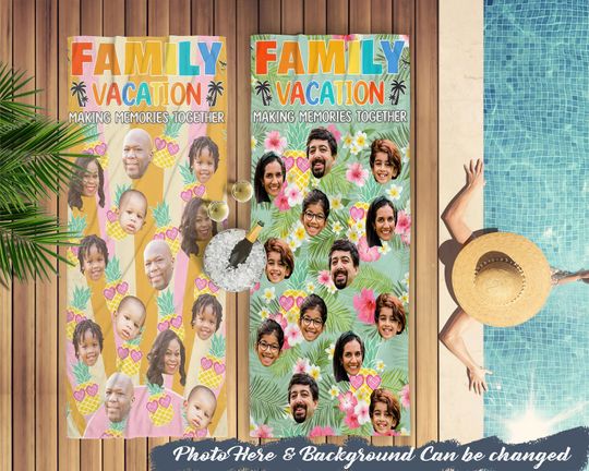 Custom Photo Family Memories Vacation Traveling Beach Picnic Vacation-Birthday,Funny Gift Couples,Parents,Family - Personalized Beach Towel