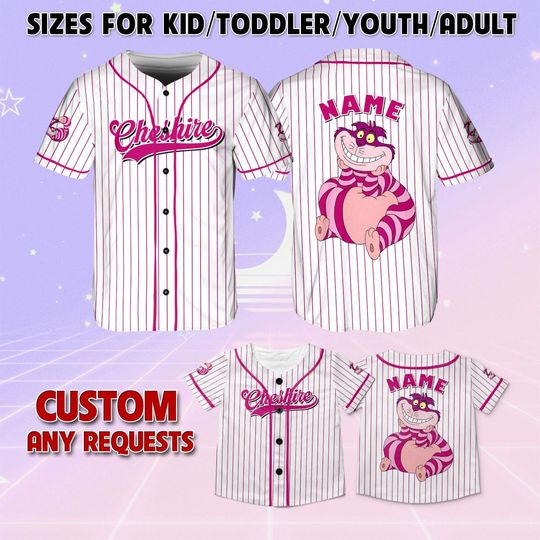 Alice In Wonderland Cheshire Baseball Jersey, Cheshire Matching Family Jersey, Alice In Wonderland Character Jersey, Disney Movie Jersey