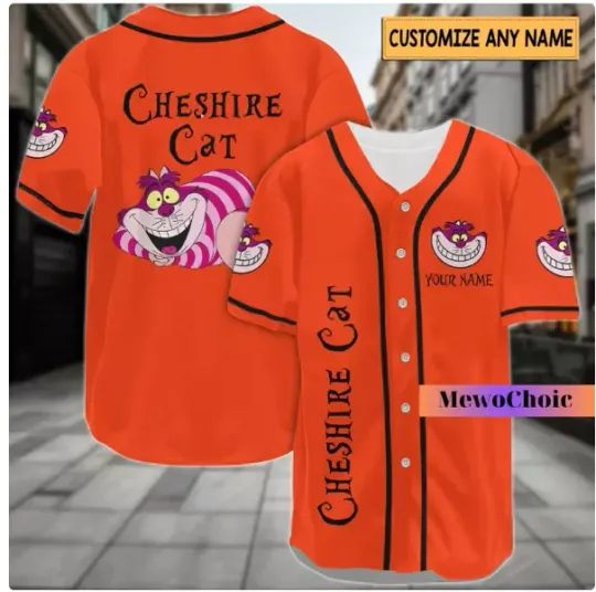 Cheshire Cat ORANGE 3D Baseball Jersey Shirt HALLOWEEN GIFT CHRISTMAS GIFT