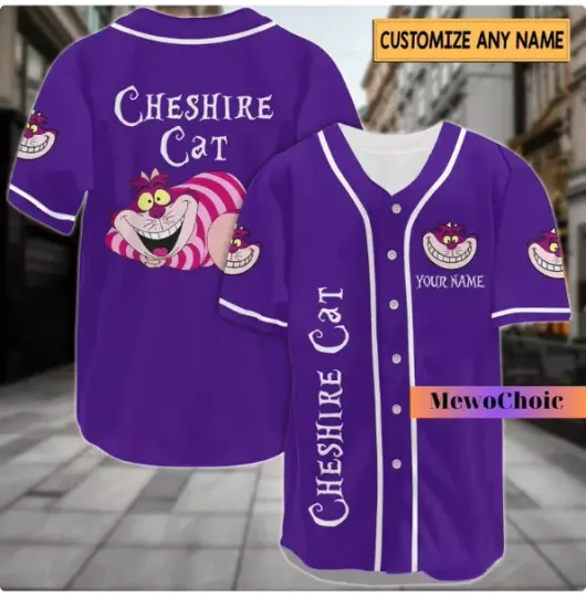 Cheshire Cat PURPLE 3D Baseball Jersey Shirt HALLOWEEN GIFT CHRISTMAS GIFT