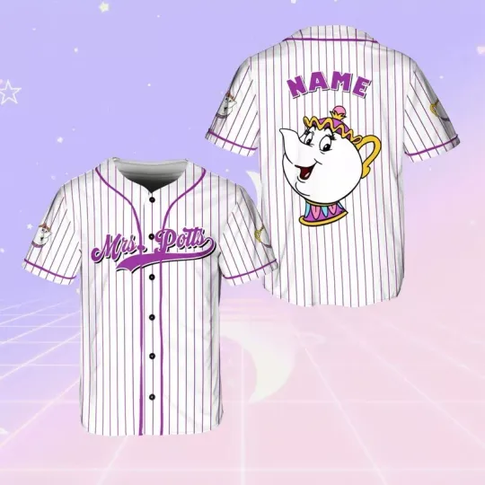 Discover Personalized Beauty And The Beast Mrs. Potts Baseball Jersey Shirt