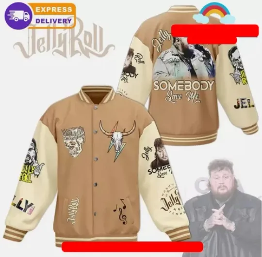 Jelly Roll Somebody Save Me Baseball Jacket