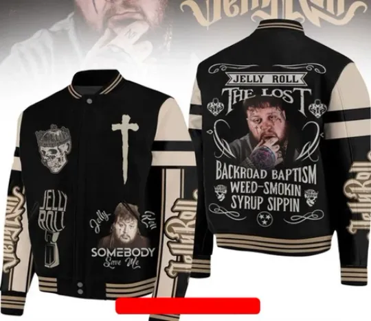 Jelly Roll Somebody Save Me Baseball Jacket