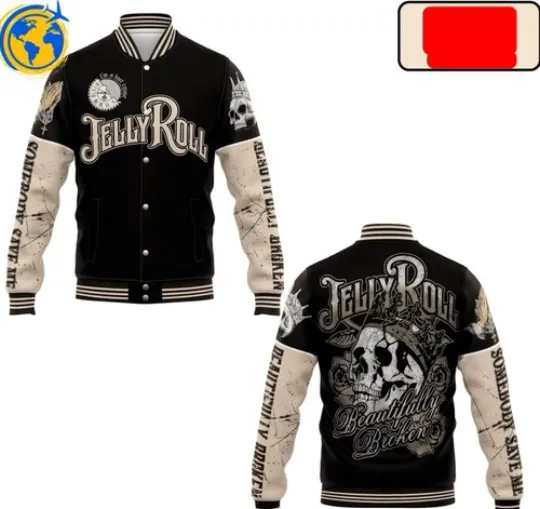Jelly Roll Beautifully Broken 2024 Tour Baseball Jacket