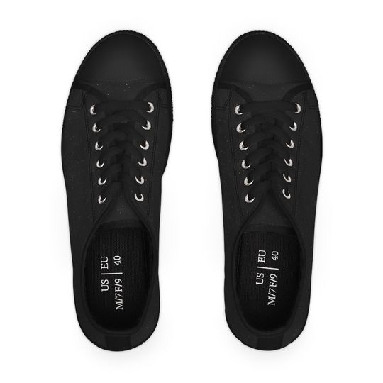 Space Women's Low Top Sneakers - Black with white dots sneakers - Art Shoes- Casual Shoes- Low Top Converse Style Shoes for Womens Men Adult