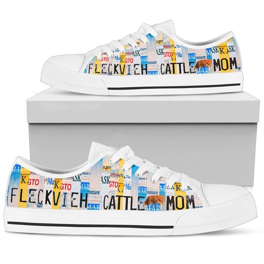 Women's Low Top Canvas Shoes For Fleckvieh Cattle Mom, Mother's Day Gifts for Her Casual Tie Shoes